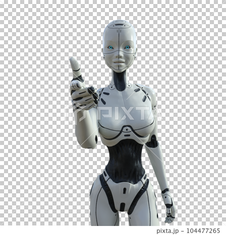 手指射擊AI機器人女型android燙髮3DCG插畫素材 手指射擊AI機器人女型android燙髮3DCG插畫素材 104477265