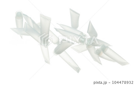 Cosmetic container white bottle fly splashing. Tube transparent in mid air. Many Moisturizer lotion cream bottle explosion flying many angle. White background isolated high speed shutter freeze motion Cosmetic container white bottle fly splashing. Tube transparent in mid air. Many Moisturizer lotion cream bottle explosion flying many angle. White background isolated high speed shutter freeze motion 104478932