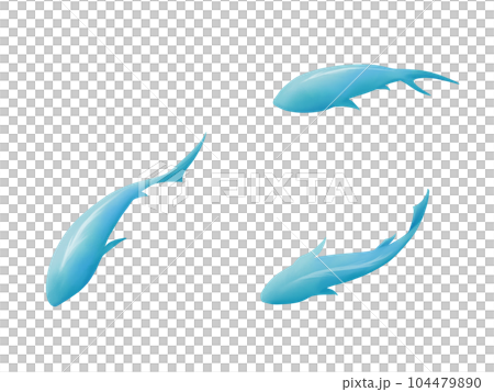 上から見たシンプルでさわやかな水色の魚の水彩イラスト 104479890