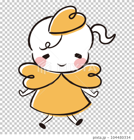 ハートマークを付けた女の子の妖精のキャラクター 104480334
