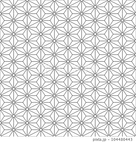 シームレスパターン　麻の葉文様 104480443