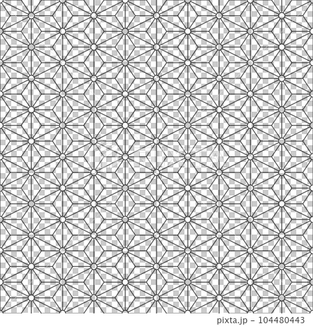 シームレスパターン　麻の葉文様 104480443