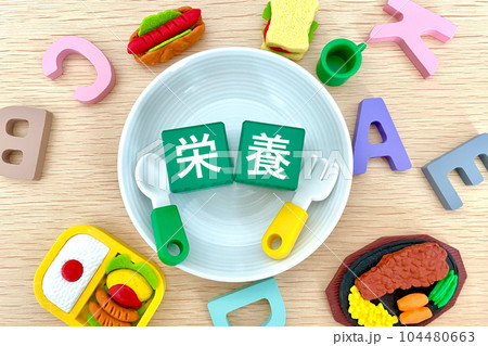 お皿の上の栄養 食事で栄養素を取る お皿の上の栄養 食事で栄養素を取る 104480663