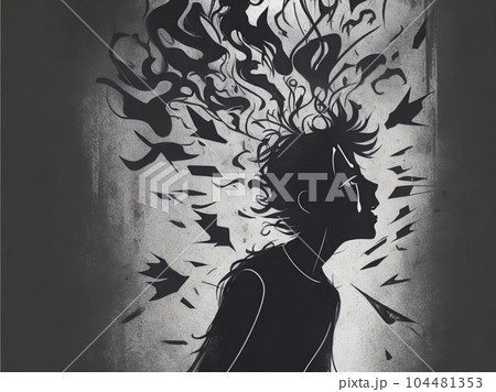 illustration of mental illness  104481353
