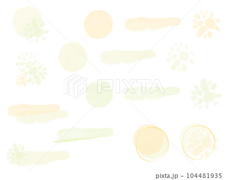 ふんわり優しい色合いの水彩フレーム素材イラストセット 104481935