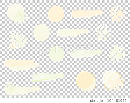 ふんわり優しい色合いの水彩フレーム素材イラストセット 104481935