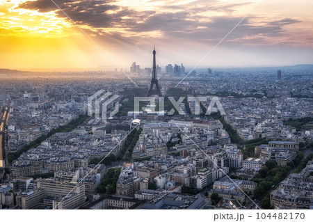 Paris City Panoramic View with Eiffel Tower 104482170