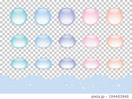 ぷるぷるカラフルな水滴 Aセット 角度バリエーション 104483948