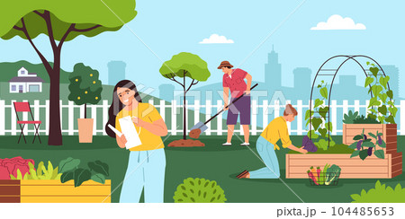 Community Garden Vector Illustration 104485653
