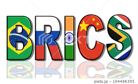 BRICS: Brazil, Russia, India, China, and South Africa, illustration on a white background 104486305