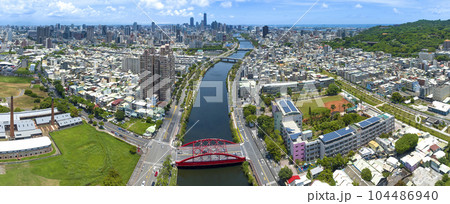 Aerial view of Kaohsiung city and love river,Taiwan 104486940