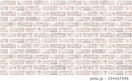 アイボリーカラーのレンガ壁の水彩イラスト。壁紙、背景。ベクター。 104487846