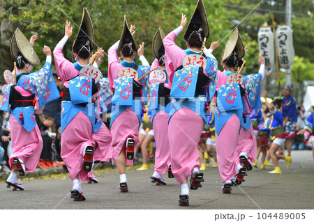 阿波踊り　春の祭典「徳島城　阿波踊り」　有名連の女踊り 104489005