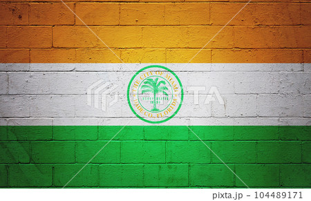 Flag of the city of Miami painted on a wall 104489171