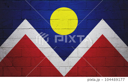 Flag of the city of Denver painted on a wall Flag of the city of Denver painted on a wall 104489177