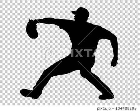 Baseball silhouette pitcher shadow - Stock Illustration [8158363