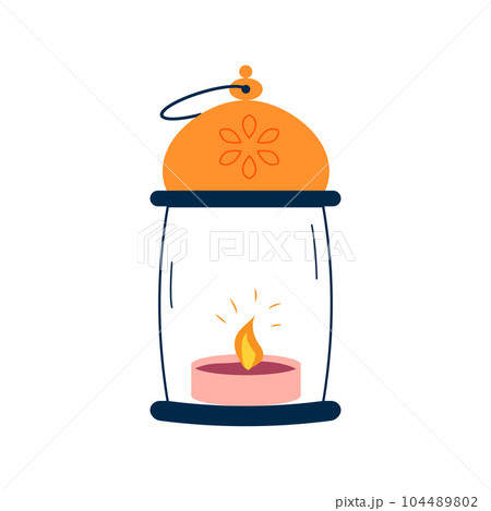Latern with glow flame shine candle, old lassic antique style 104489802