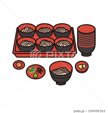 わんこそばのイラスト（カラー） 104490163