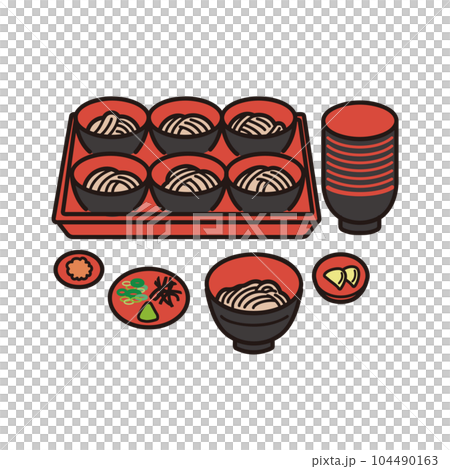 わんこそばのイラスト（カラー） 104490163