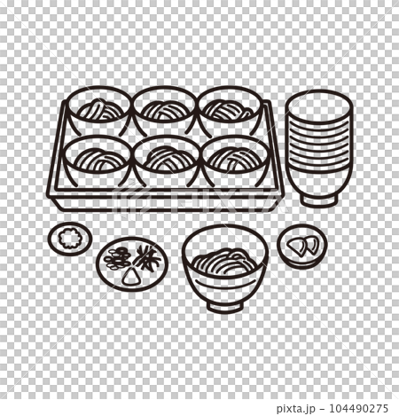 わんこそばのイラスト(線画) わんこそばのイラスト(線画) 104490275