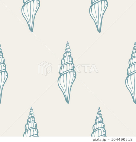 Spiral seashells hand drawn seamless pattern pastel marine bathroom wallpapers print design Spiral seashells hand drawn seamless pattern pastel marine bathroom wallpapers print design 104490518