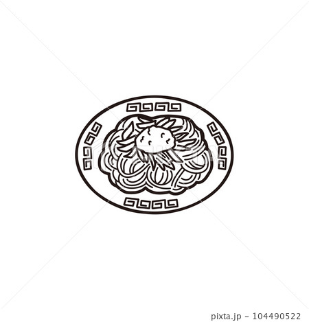 盛岡じゃじゃ麵のイラスト(線画) 盛岡じゃじゃ麵のイラスト(線画) 104490522