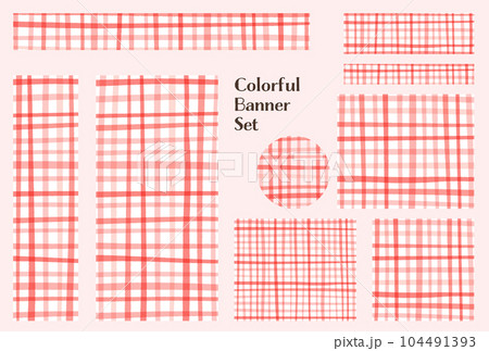 バナーセット_チェック柄_ピンク 104491393