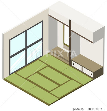 6畳間の和室・アイソメトリック 104491546