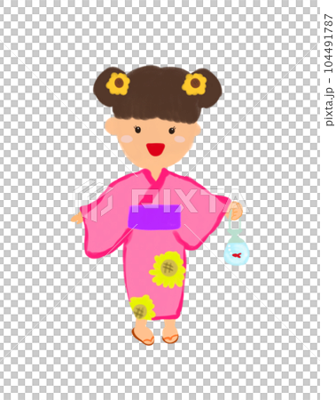 粉色浴衣的女孩 104491787
