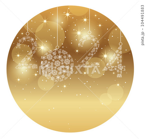 2024年の年賀素材　クリスマスボールの円形背景イラスト 104491883