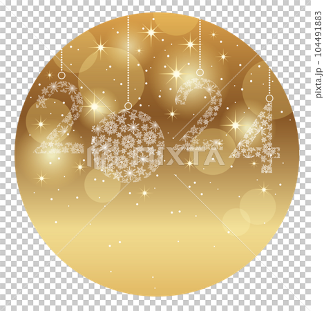 2024年新年賀卡素材聖誕球圓形背景插畫 104491883