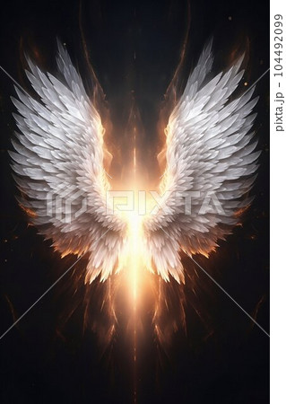 Pair of Angel Wings with Glowing Light. Generative ai Pair of Angel Wings with Glowing Light. Generative ai 104492099
