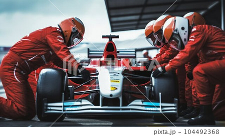 Racing Team at Pit Stop. Generative ai Racing Team at Pit Stop. Generative ai 104492368