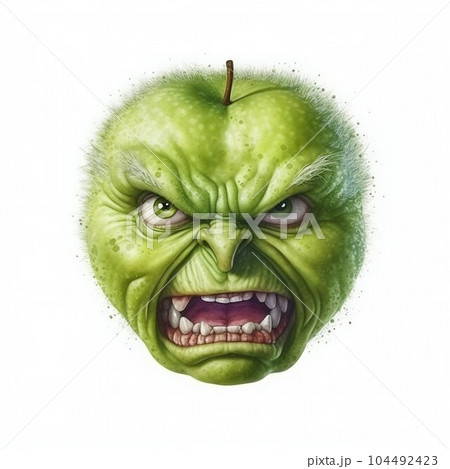 Angry Green Apple. Generative ai 104492423