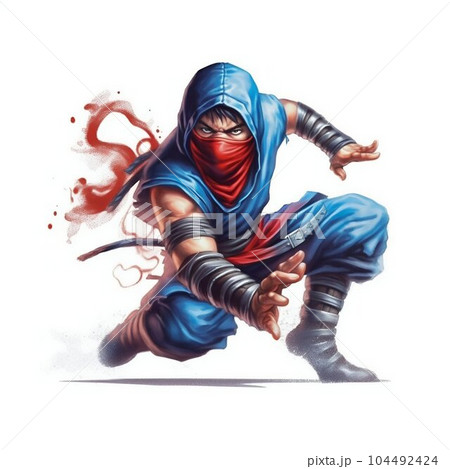 Teen Ninja Warrior in Action, Cartoon Style. Generative ai 104492424