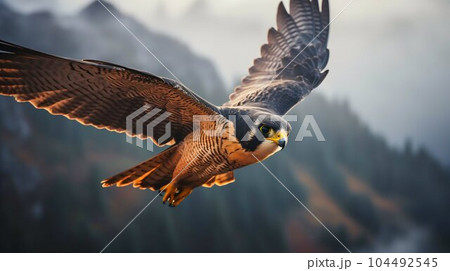 Peregrine Falcon Soaring Through the Sky.のイラスト素材