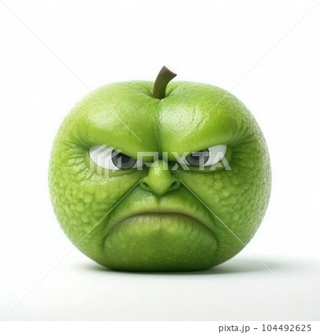 Angry Green Apple. Generative ai 104492625