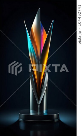 Colorful Trophy Award on a Black Background. Generative ai Colorful Trophy Award on a Black Background. Generative ai 104492741