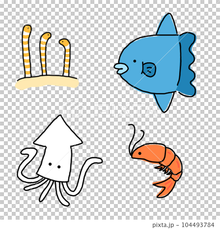 海洋生物套裝（chinnago、翻車魚、魷魚、蝦） 104493784