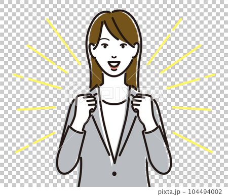 Female business person doing a guts pose Female business person doing a guts pose 104494002
