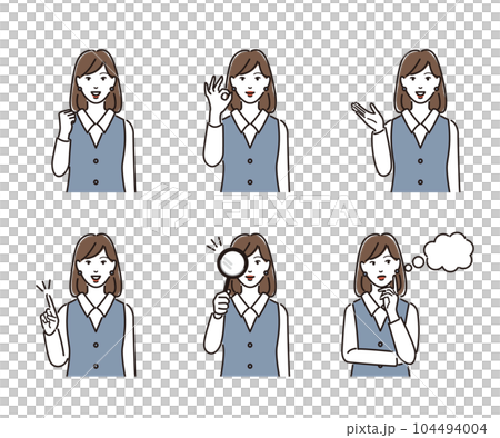 Set of common gestures of female business people Set of common gestures of female business people 104494004
