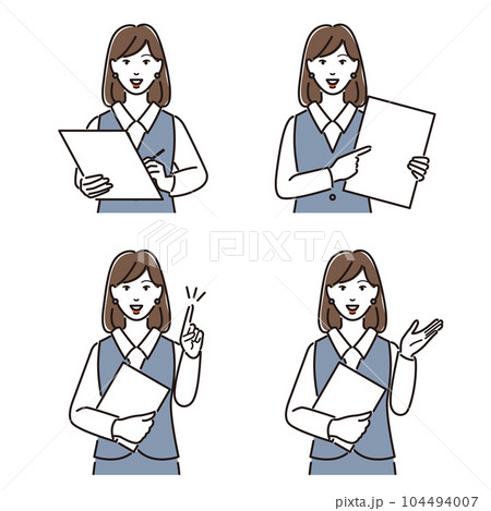 書類を持つ事務員の女性　バリエーション 104494007