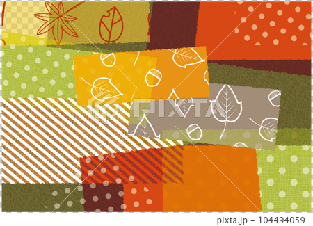 秋の紅葉 パターン柄のコラージュ風背景素材 104494059