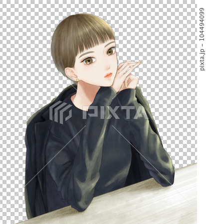 拄著拐杖的時尚年輕女子 104494099