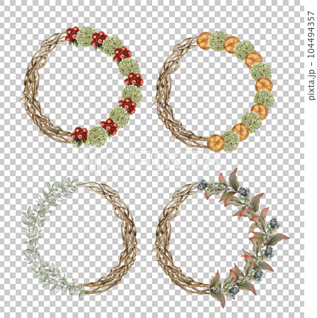 Winter wreath with dry branches, Holly and Red Berries. Watercolor hand drawn illustration for invitations, greeting cards, prints, packaging and more. Merry christmas and happy new year. Winter wreath with dry branches, Holly and Red Berries. Watercolor hand drawn illustration for invitations, greeting cards, prints, packaging and more. Merry christmas and happy new year. 104494357