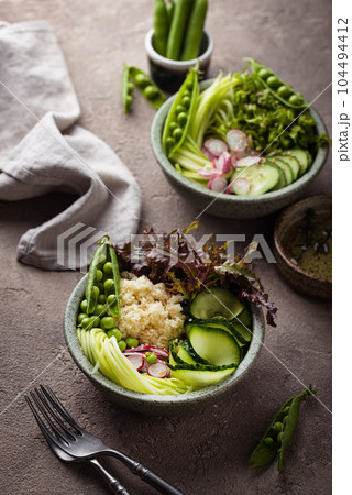 Vegan healthy green buddha bowl 104494412