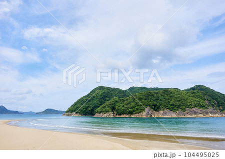 石波海岸（日本の渚百選）と幸島（文化を持つサルの生息する無人島） 104495025