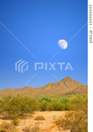 Moon Rising San Tan Mountains Sonora Desert Arizona 104495043