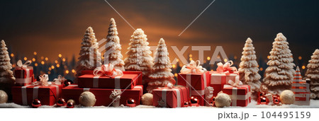 Gift boxes and Christmas tree background Gift boxes and Christmas tree background 104495159
