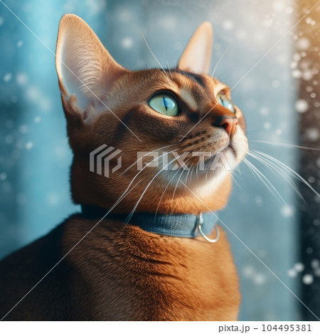 Profile portrait of an Abyssinian cat sitting...のイラスト素材 [104495381] - PIXTA
